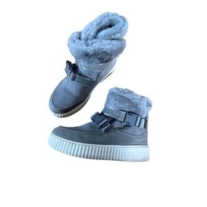 Pajar Canada Grey Suede Sheepskin Fur Buckle Winter Boots Women Size 8-8.5 39